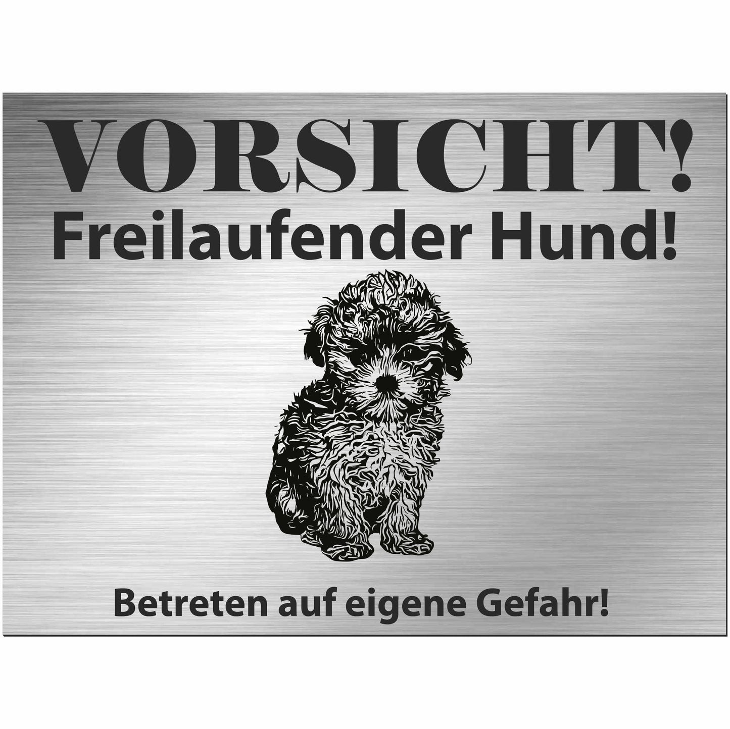 Maltipoo - Schild bedruckt - Alu-Dibond Edelstahl Look