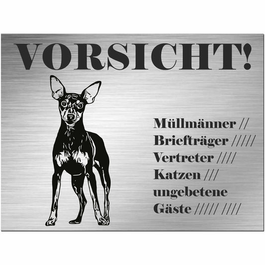 Zwergpinscher - Schild bedruckt - Alu-Dibond Edelstahl Look