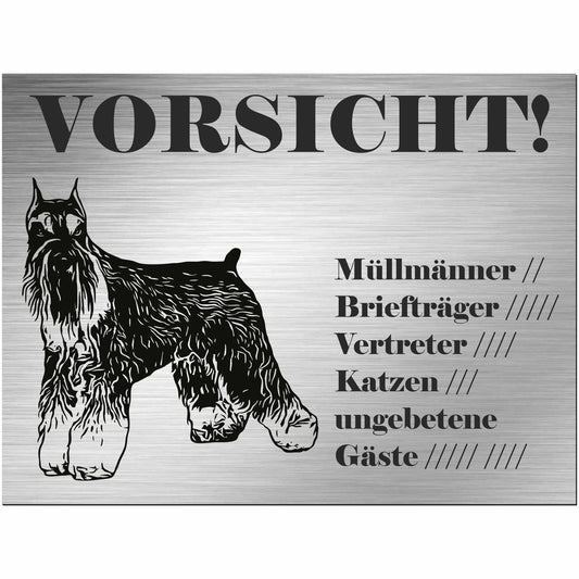 Zwergschnauzer - Schild bedruckt - Alu-Dibond Edelstahl Look