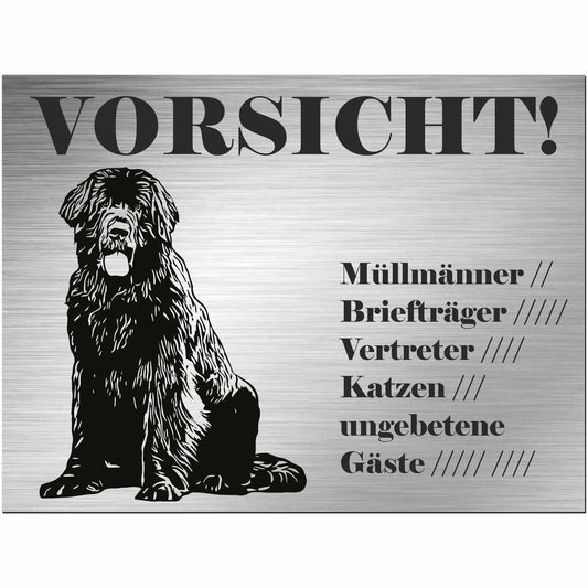 Neufundländer - Schild bedruckt - Alu-Dibond Edelstahl Look