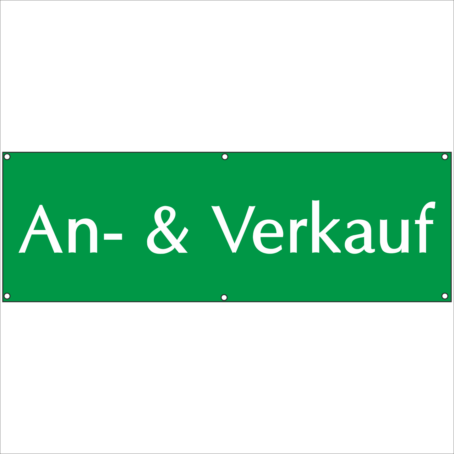 Werbeplane - Gerüstplane - p02 - An und Verkauf - NEU - 150x50 cm - Plane für Baustelle - Garten - Zaun oder Veranstaltung