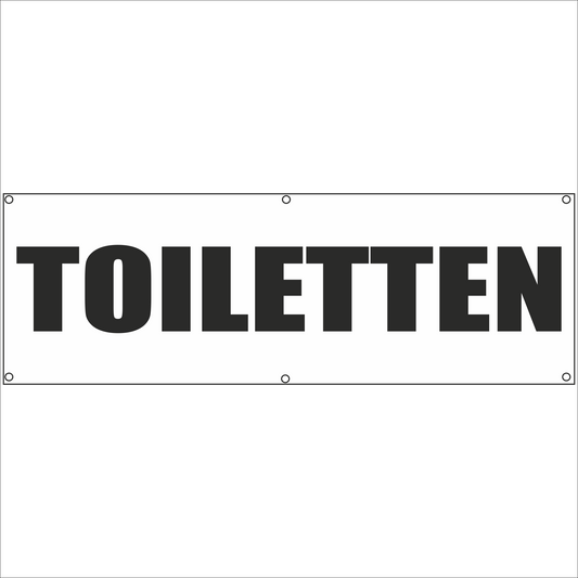 Werbeplane - Gerüstplane - p104 - Toiletten - NEU - Plane für Baustelle- Garten- Zaun oder Veranstaltung