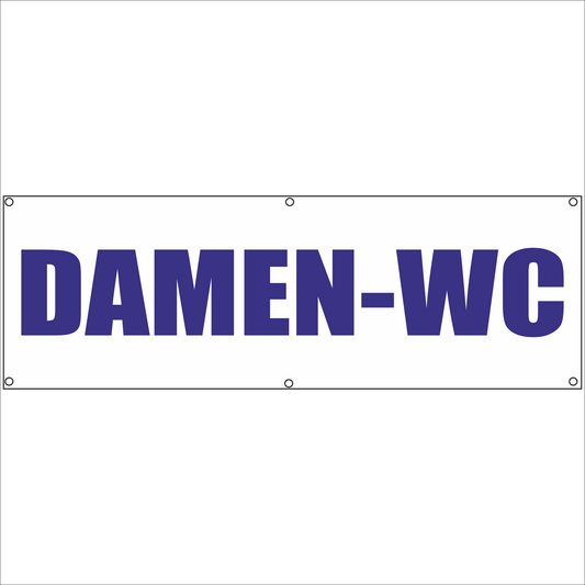 Werbeplane - Gerüstplane - p105 - Damen-WC - NEU - Plane für Baustelle- Garten- Zaun oder Veranstaltung