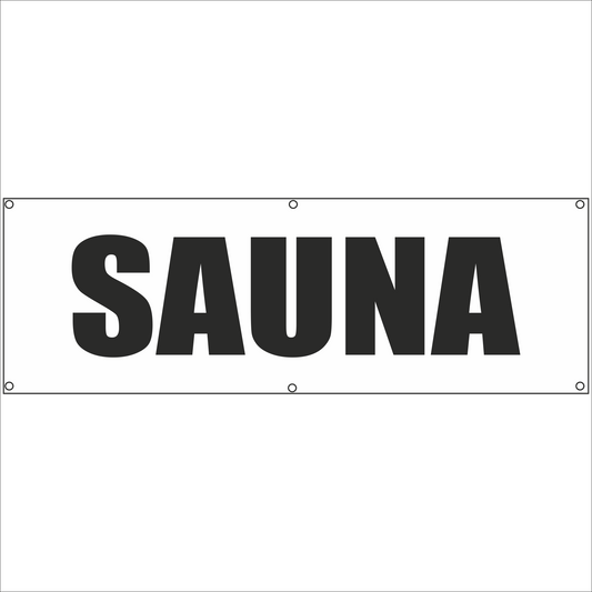 Werbeplane - Gerüstplane - p116 - Sauna - NEU - Plane für Baustelle- Garten- Zaun oder Veranstaltung