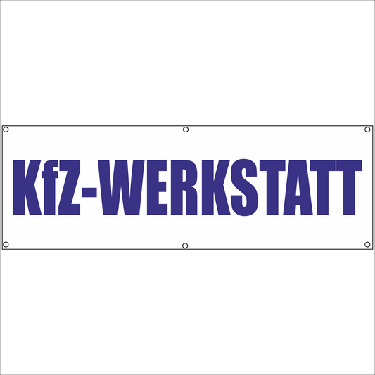 Werbeplane - Gerüstplane - p117 - KfZ-Werkstatt - NEU - Plane für Baustelle- Garten- Zaun oder Veranstaltung