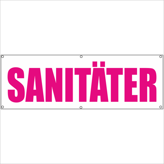 Werbeplane - Gerüstplane - p121 - Sanitäter - NEU - Plane für Baustelle- Garten- Zaun oder Veranstaltung