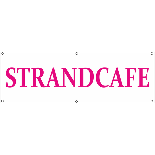 Werbeplane - Gerüstplane - p133 - Strandcafe - NEU - Plane für Baustelle- Garten- Zaun oder Veranstaltung