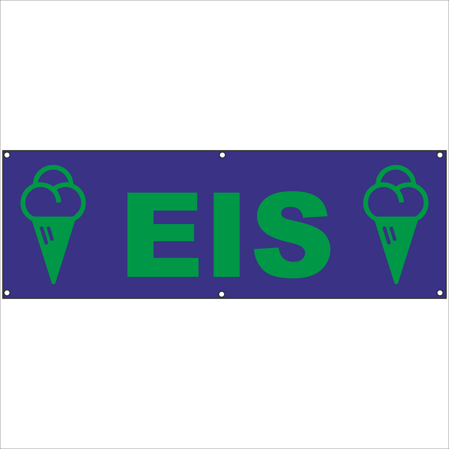 Werbeplane - Gerüstplane - p15 - Eis - Eiscafe - NEU - Plane für Baustelle- Garten- Zaun oder Veranstaltung