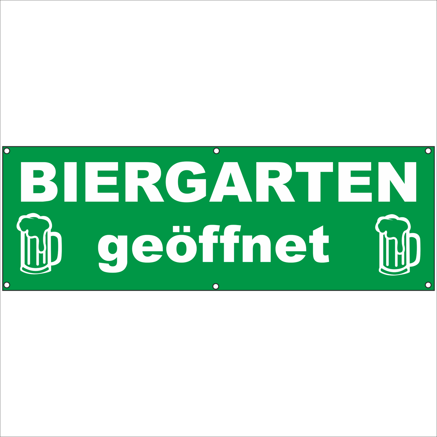 Werbeplane - Gerüstplane - p152 - rot - Biergarten geöffnet - NEU - Plane für Baustelle- Garten- Zaun oder Veranstaltung
