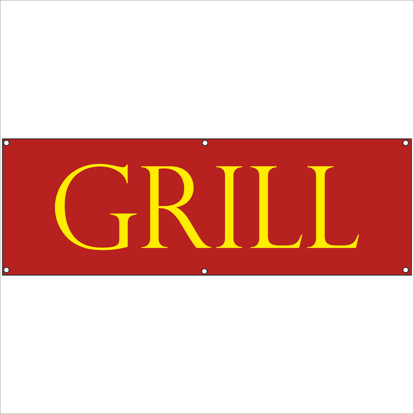Werbeplane - Gerüstplane - p23 - Grill - Imbiss - NEU - Plane für Baustelle- Garten- Zaun oder Veranstaltung
