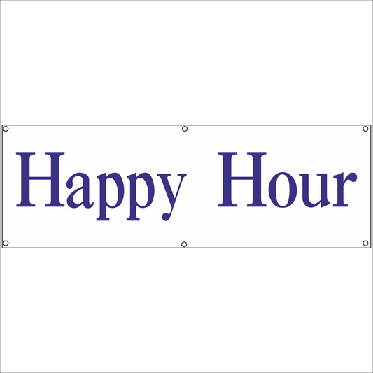 Werbeplane - Gerüstplane - p26 - Happy Hour - NEU - Plane für Baustelle- Garten- Zaun oder Veranstaltung