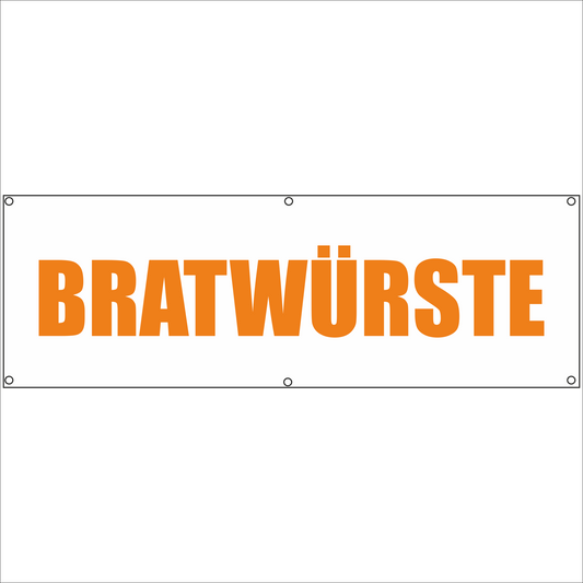 Werbeplane - Gerüstplane - p032 - Bratwürste - NEU - Plane für Baustelle- Garten- Zaun oder Veranstaltung
