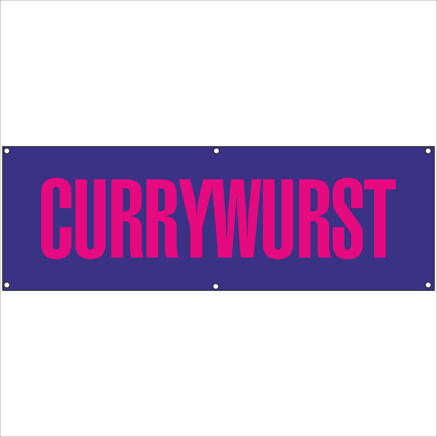 Werbeplane - Gerüstplane - p039 - Currywurst - NEU - Plane für Baustelle- Garten- Zaun oder Veranstaltung