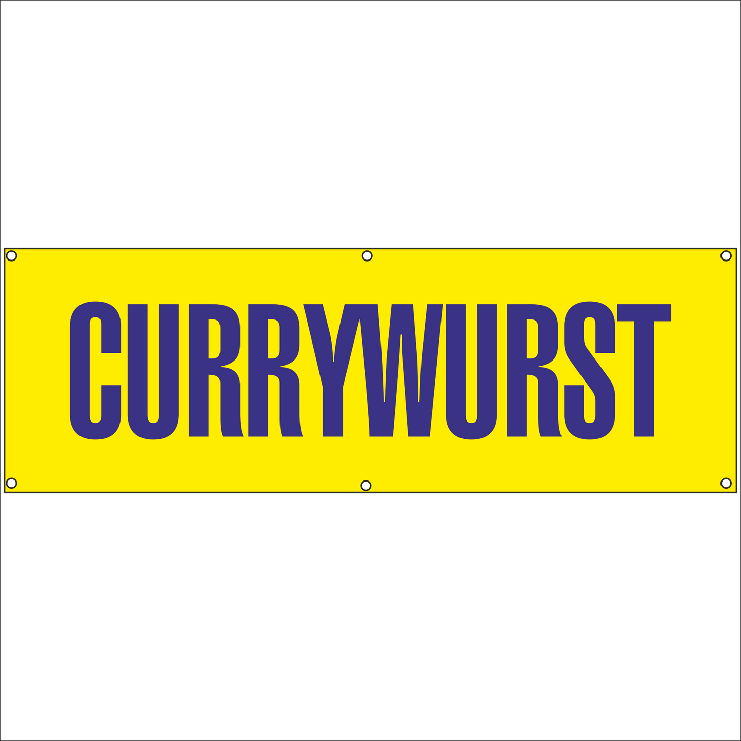 Werbeplane - Gerüstplane - p039 - Currywurst - NEU - Plane für Baustelle- Garten- Zaun oder Veranstaltung