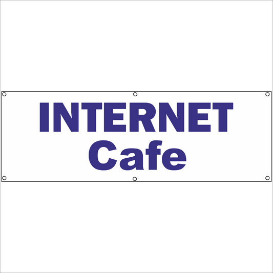 Werbeplane - Gerüstplane - p061 - Internetcafe - NEU - Plane für Baustelle- Garten- Zaun oder Veranstaltung