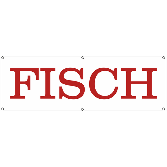 Werbeplane - Gerüstplane - p069 - FISCH - NEU - Plane für Baustelle- Garten- Zaun oder Veranstaltung
