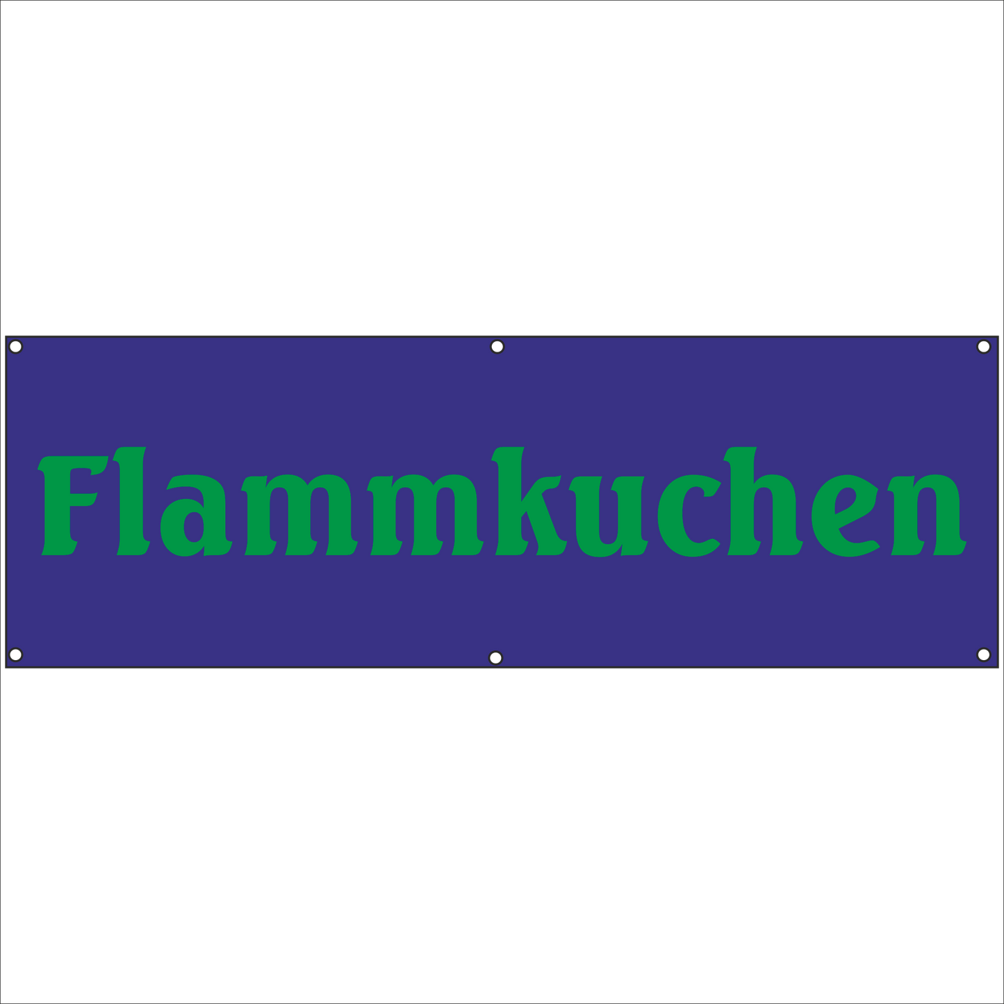 Werbeplane - Gerüstplane - p073 - Flammkuchen - NEU - Plane für Baustelle- Garten- Zaun oder Veranstaltung
