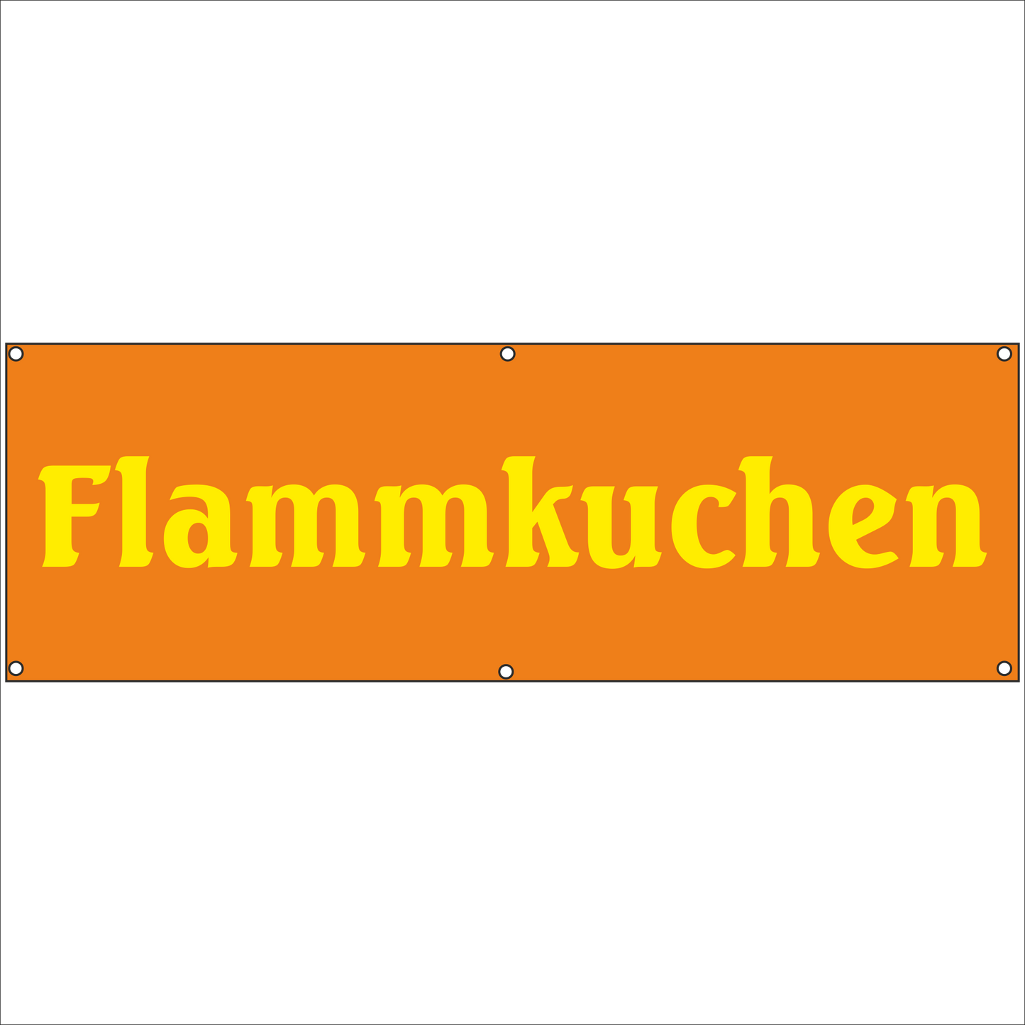 Werbeplane - Gerüstplane - p073 - Flammkuchen - NEU - Plane für Baustelle- Garten- Zaun oder Veranstaltung
