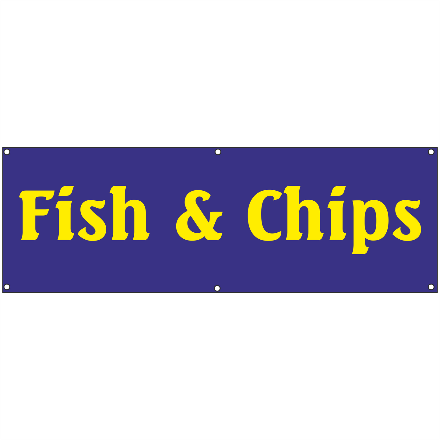 Werbeplane - Gerüstplane - p076 - Fish & Chips - NEU - Plane für Baustelle- Garten- Zaun oder Veranstaltung