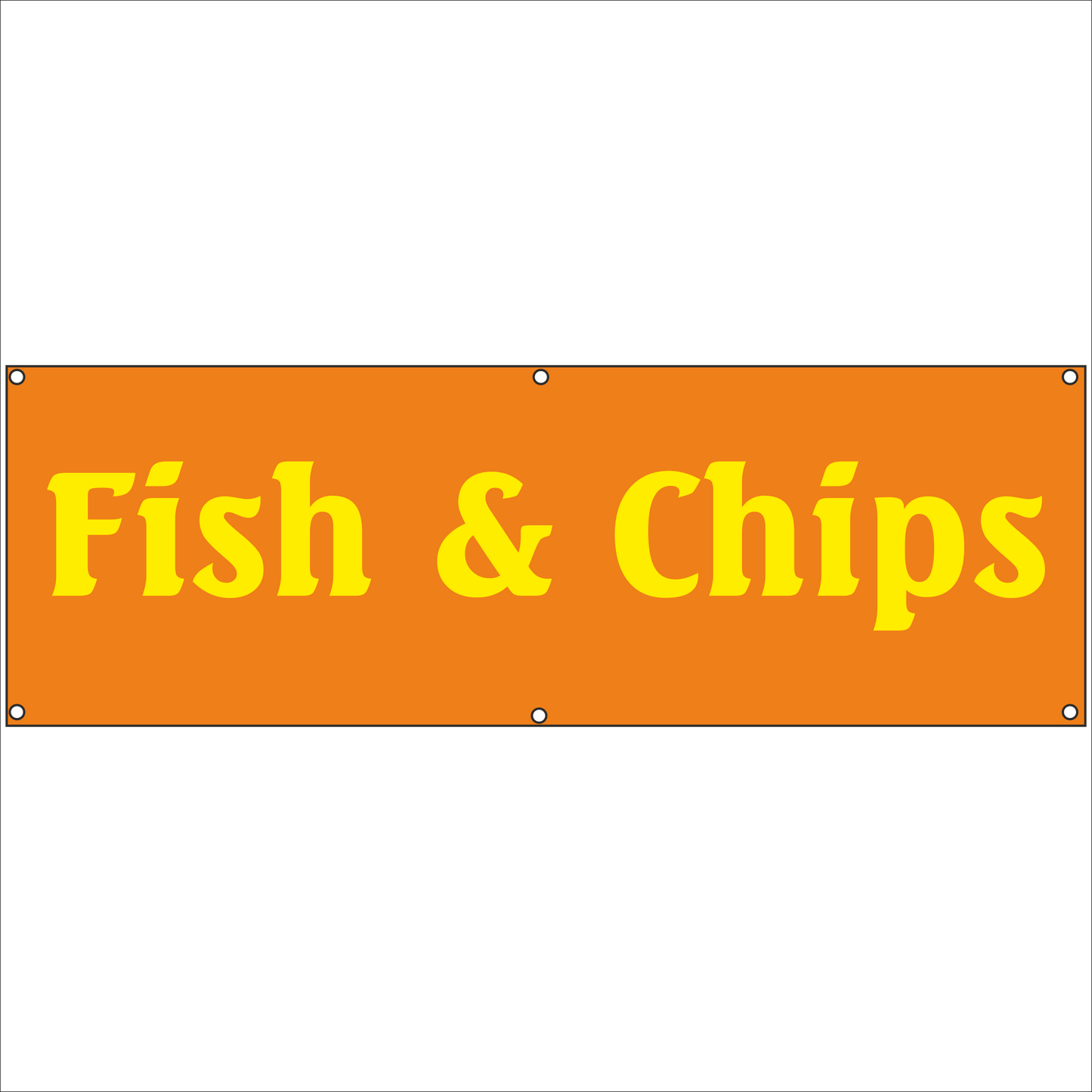 Werbeplane - Gerüstplane - p076 - Fish & Chips - NEU - Plane für Baustelle- Garten- Zaun oder Veranstaltung