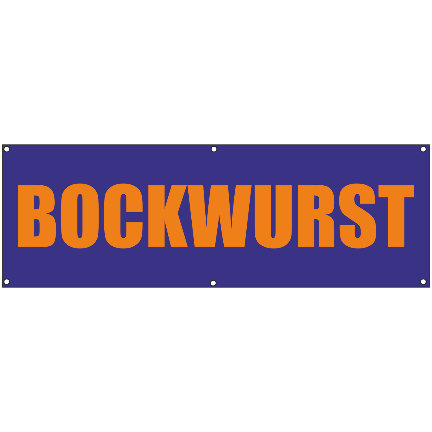 Werbeplane - Gerüstplane - p087 - BOCKWURST - NEU - Plane für Baustelle- Garten- Zaun oder Veranstaltung