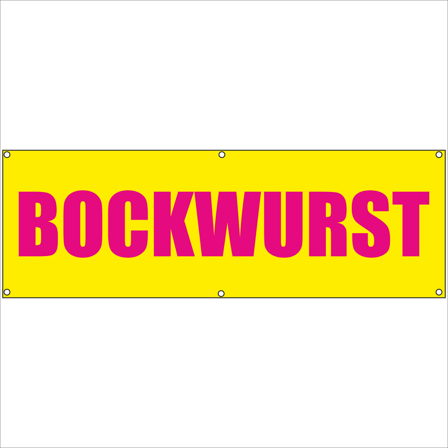 Werbeplane - Gerüstplane - p087 - BOCKWURST - NEU - Plane für Baustelle- Garten- Zaun oder Veranstaltung