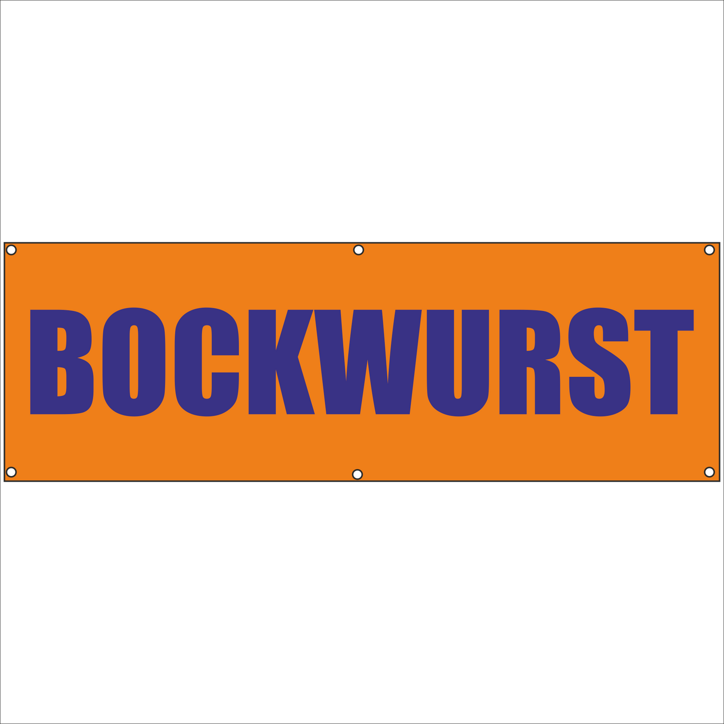 Werbeplane - Gerüstplane - p087 - BOCKWURST - NEU - Plane für Baustelle- Garten- Zaun oder Veranstaltung