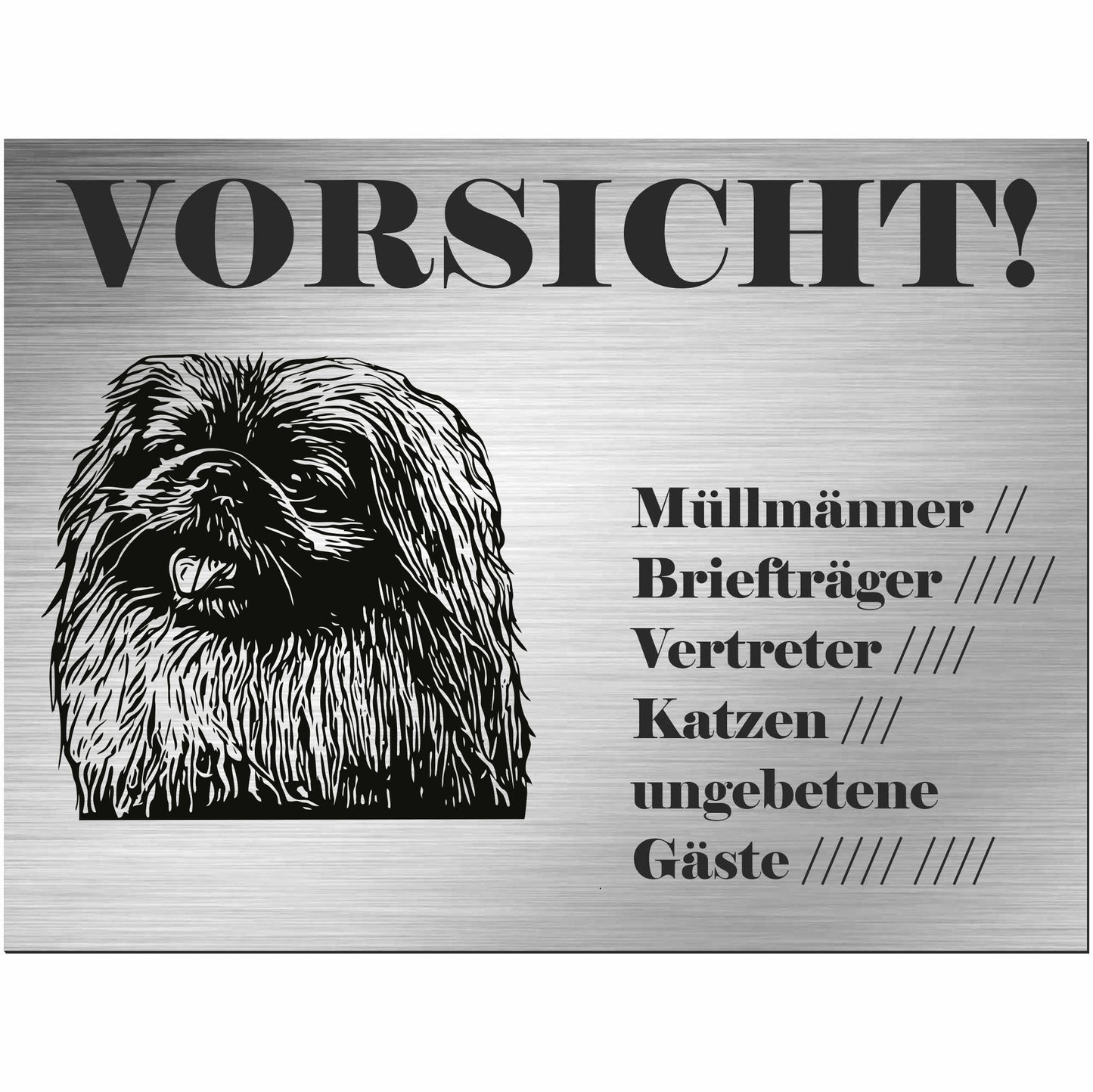 Pekingese - Schild bedruckt - Alu-Dibond Edelstahl Look