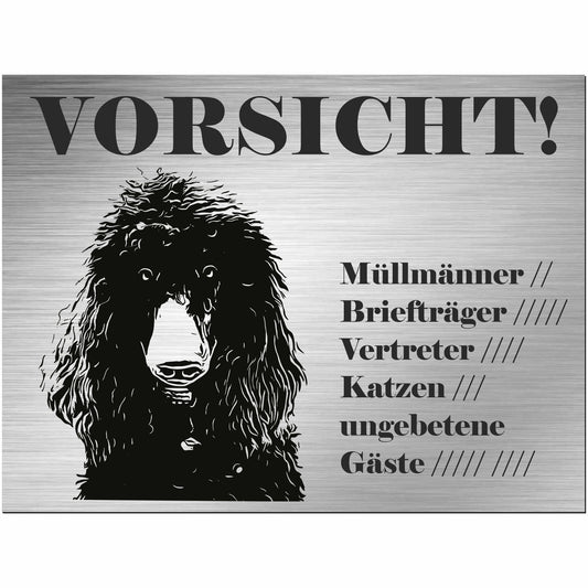 Pudel  - Schild bedruckt - Alu-Dibond Edelstahl Look