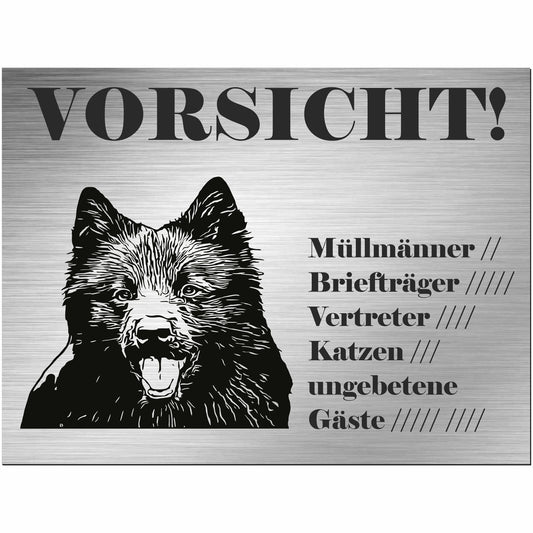 Samojede - Schild bedruckt - Alu-Dibond Edelstahl Look