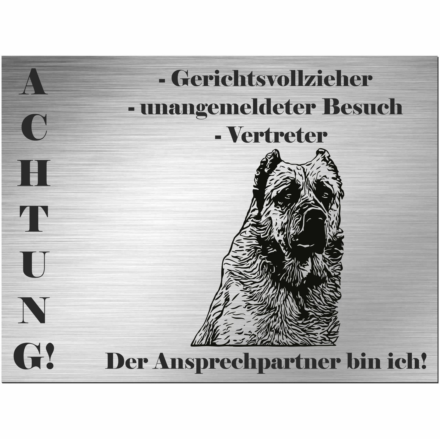Sarabi Schäferhund  - Schild bedruckt - Alu-Dibond Edelstahl Look