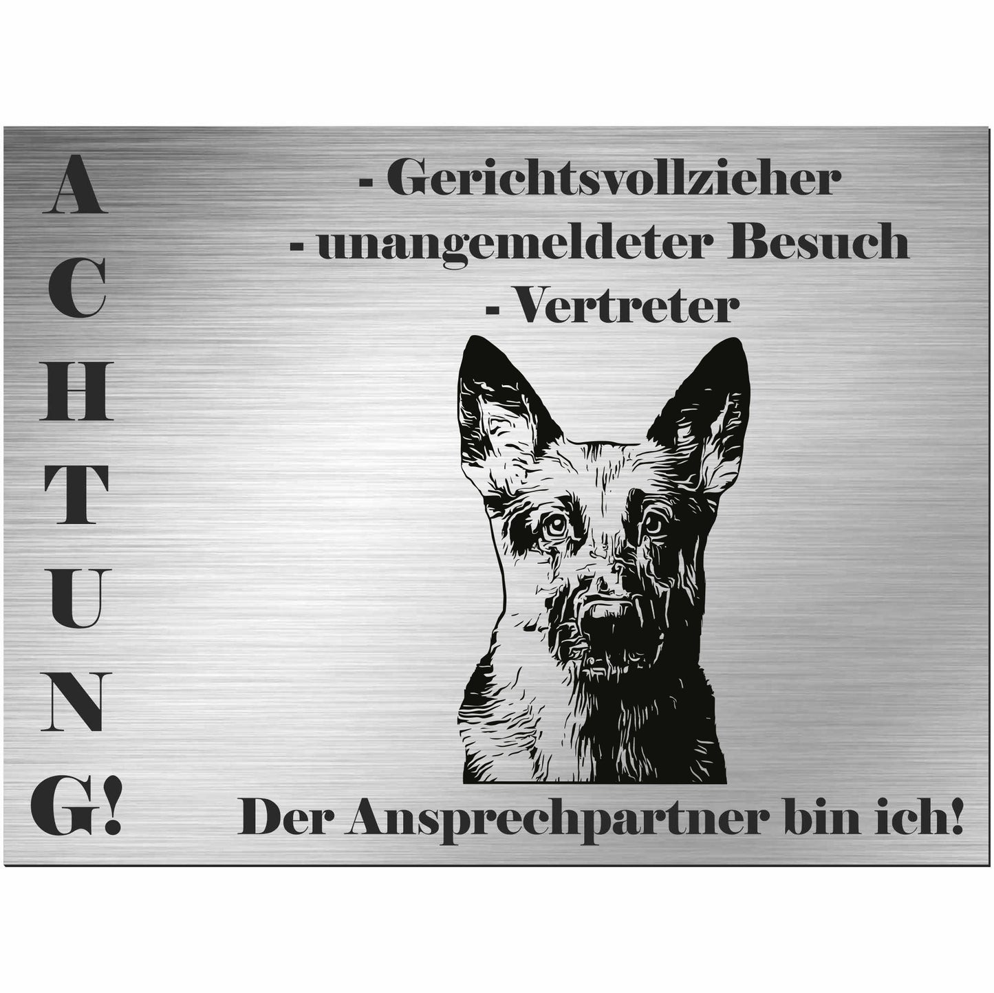 Schäferhund  - Schild bedruckt - Alu-Dibond Edelstahl Look