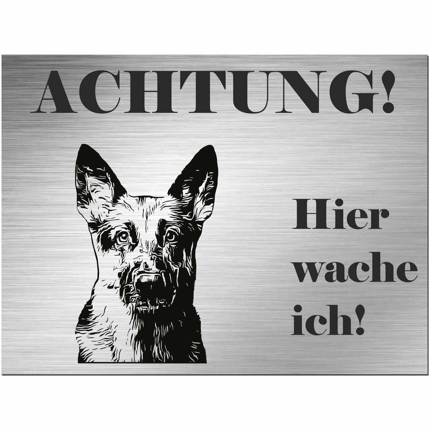 Schäferhund  - Schild bedruckt - Alu-Dibond Edelstahl Look