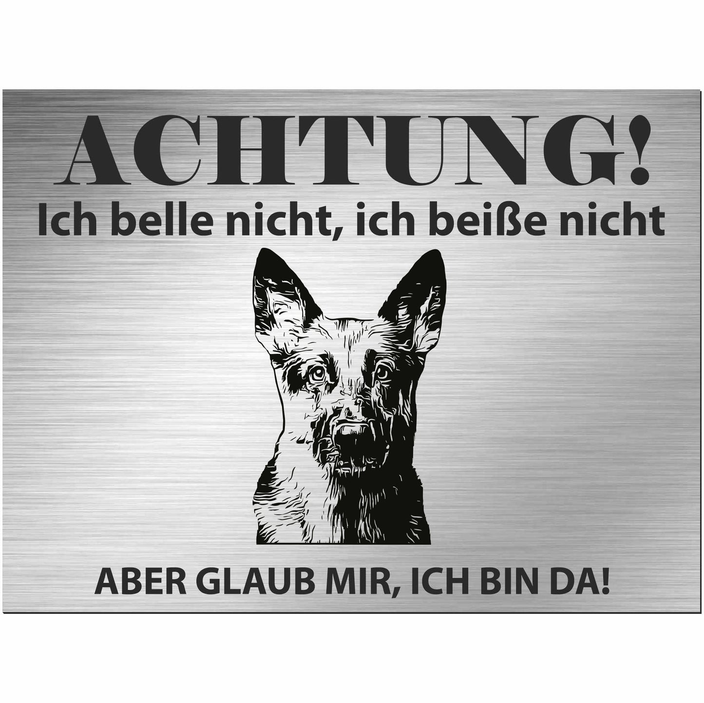 Schäferhund  - Schild bedruckt - Alu-Dibond Edelstahl Look