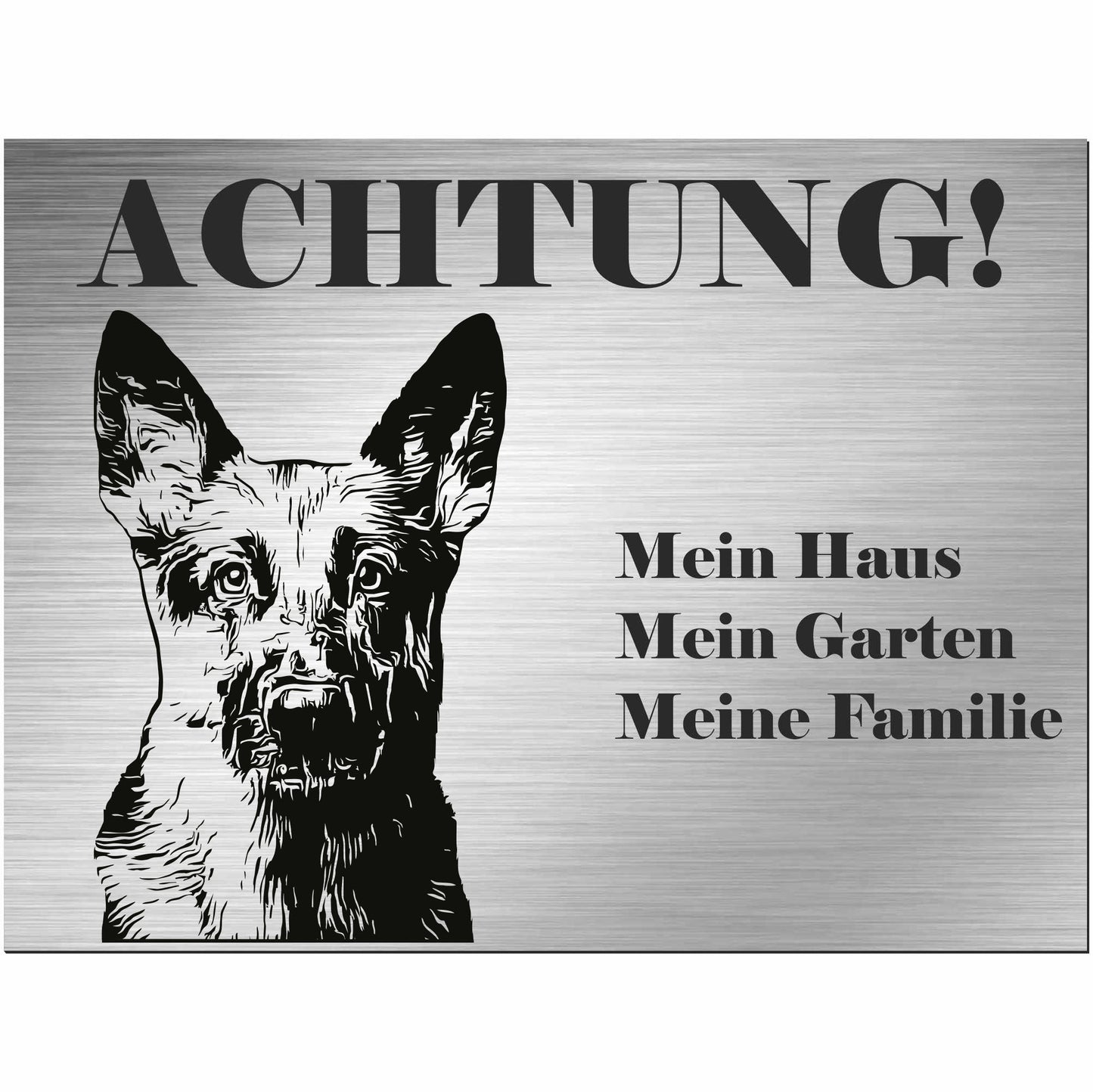 Schäferhund  - Schild bedruckt - Alu-Dibond Edelstahl Look