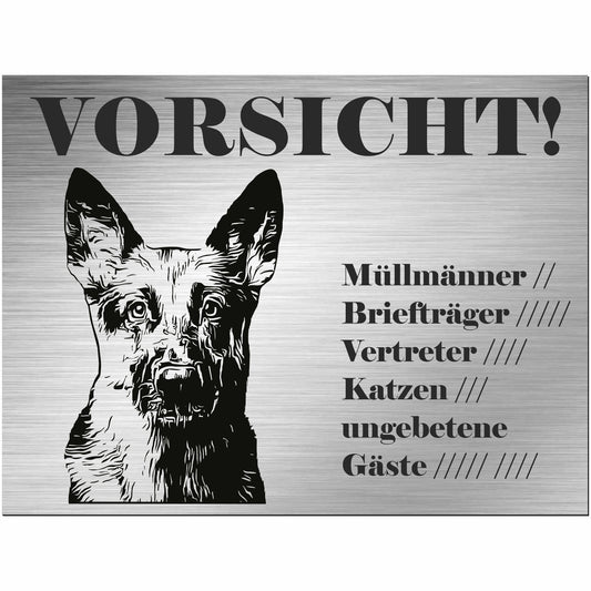 Schäferhund  - Schild bedruckt - Alu-Dibond Edelstahl Look