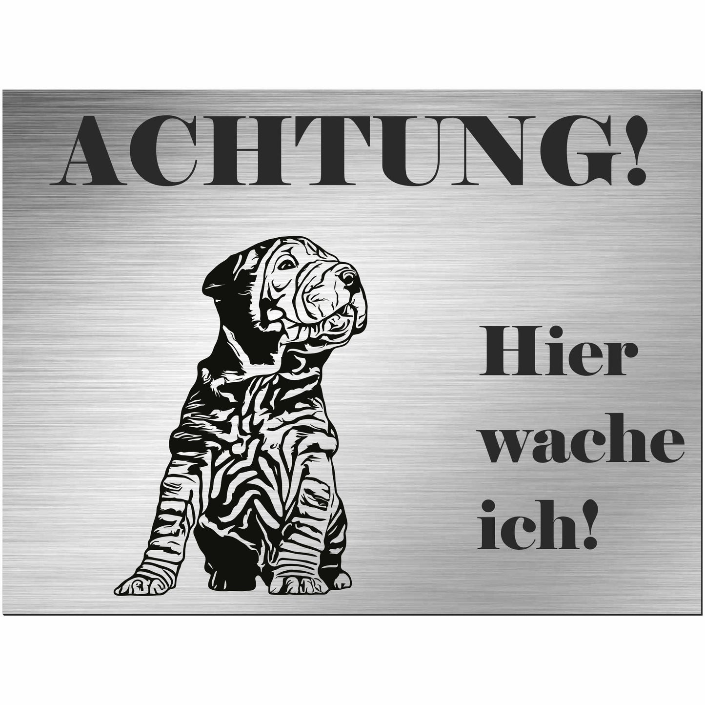 Shar Pei  - Schild bedruckt - Alu-Dibond Edelstahl Look