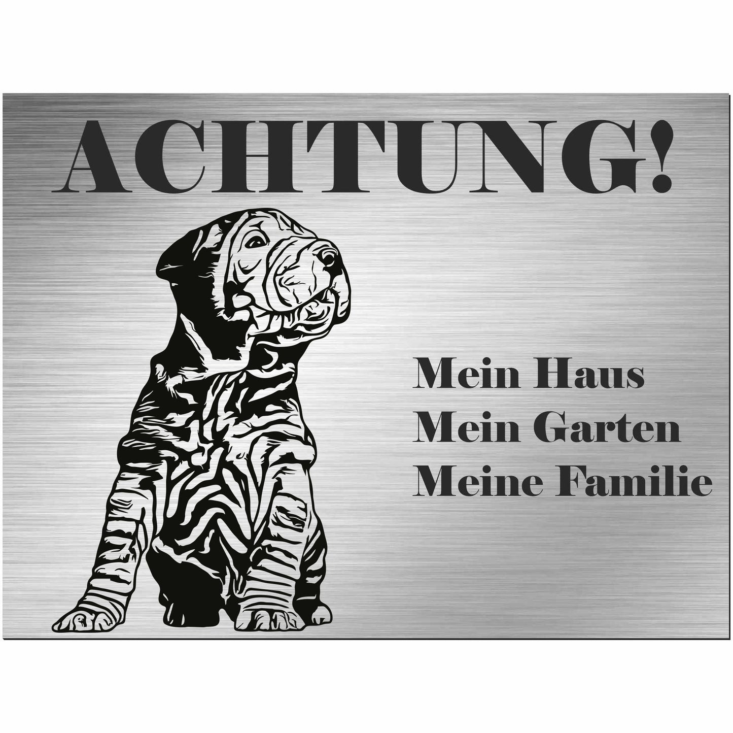 Shar Pei  - Schild bedruckt - Alu-Dibond Edelstahl Look