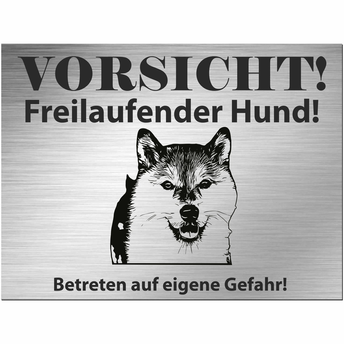 Shiba Inu  - Schild bedruckt - Alu-Dibond Edelstahl Look