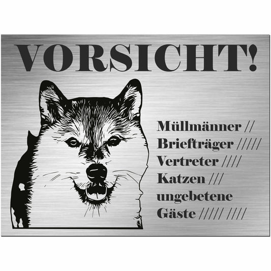 Shiba Inu  - Schild bedruckt - Alu-Dibond Edelstahl Look