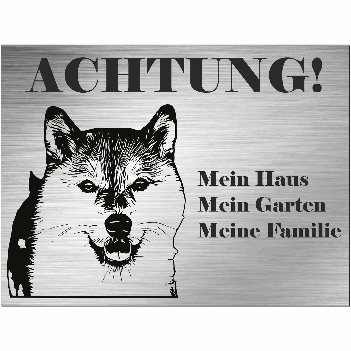 Shiba Inu  - Schild bedruckt - Alu-Dibond Edelstahl Look