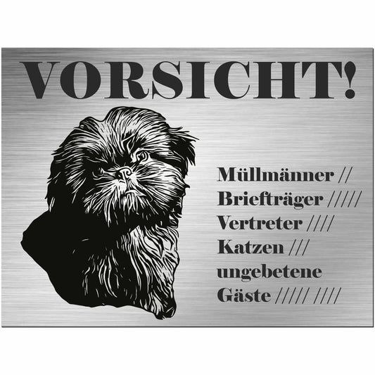Shih Tzu  - Schild bedruckt - Alu-Dibond Edelstahl Look