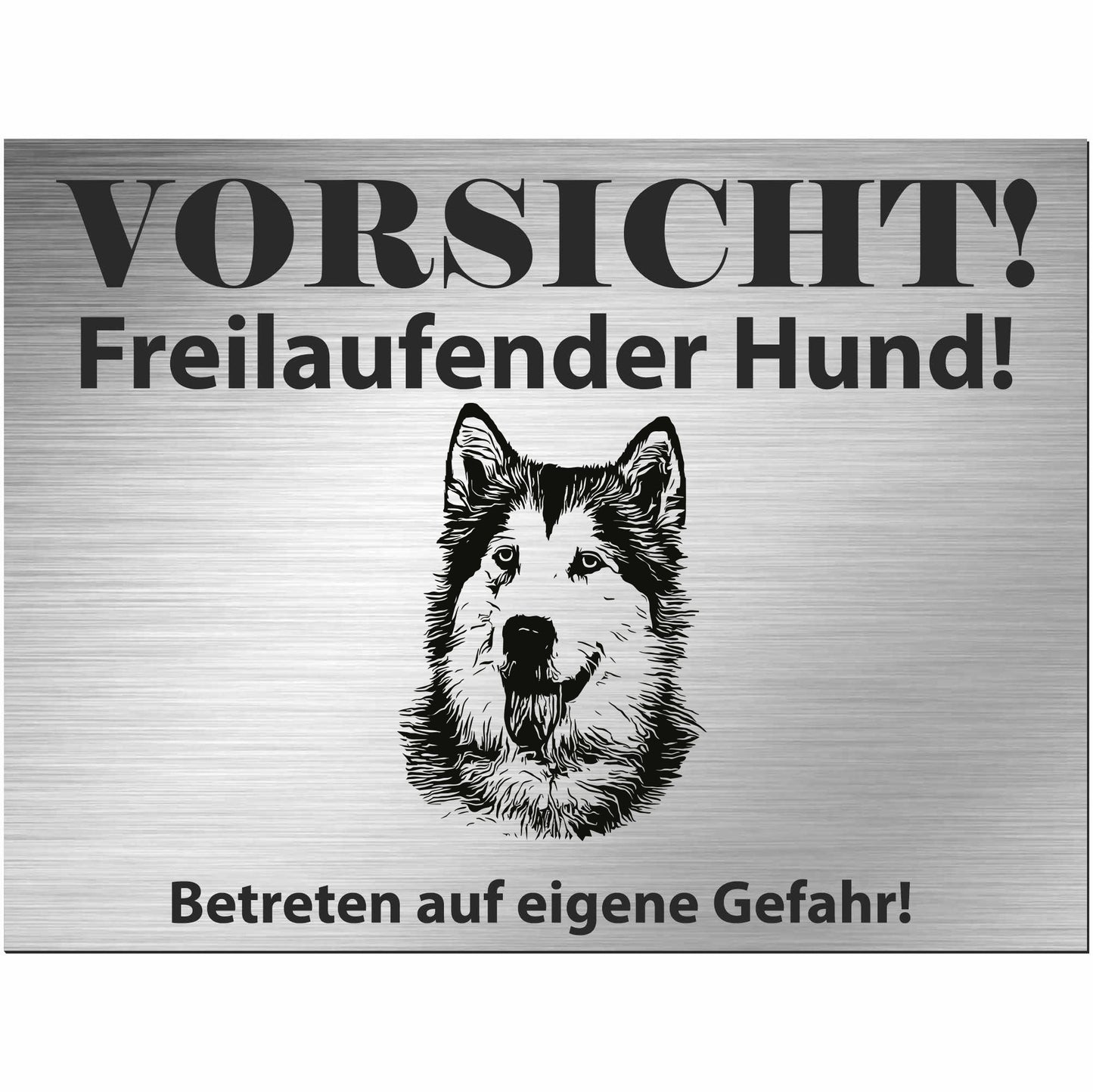 Siberian Husky  - Schild bedruckt - Alu-Dibond Edelstahl Look