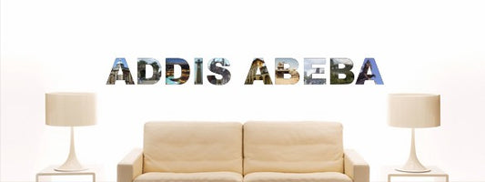 Wandtattoo w1011 Mehrfarbige Wandschrift mit Sehenswürdigkeiten und Stadtnamen - Aufkleber - Dekoration - Stadt Addis Abeba