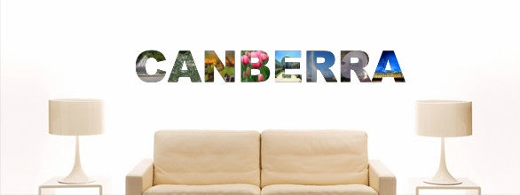 Wandtattoo w1012 Mehrfarbige Wandschrift mit Sehenswürdigkeiten und Stadtnamen - Aufkleber - Dekoration - Stadt Canberra