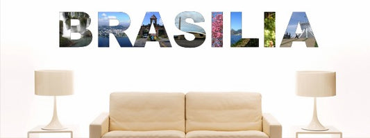 Wandtattoo w1026 Mehrfarbige Wandschrift mit Sehenswürdigkeiten und Stadtnamen - Aufkleber - Dekoration - Stadt Brasilia